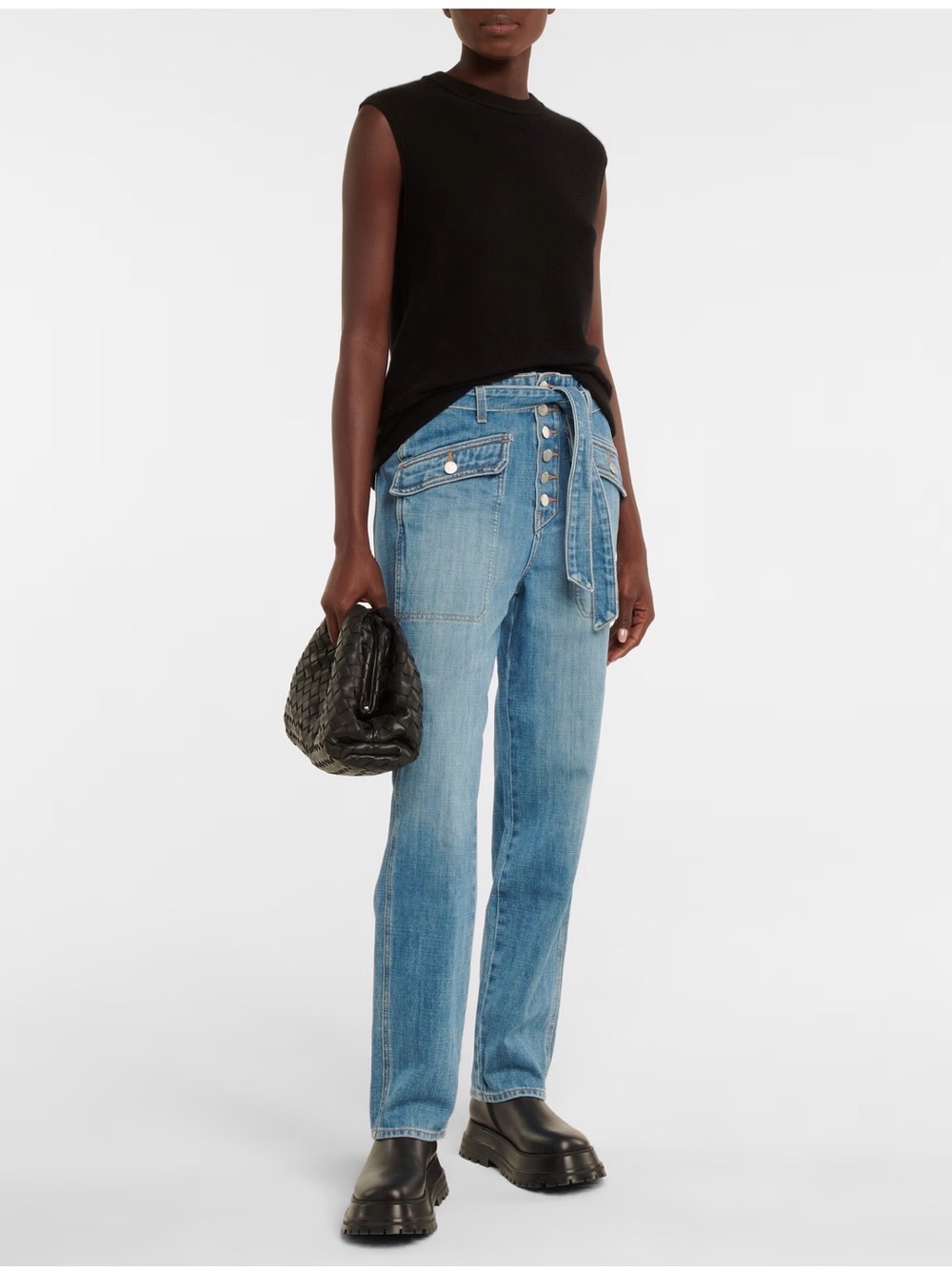 VERONICA BEARD Rinley Cropped High Rise Straight Leg in Drngo